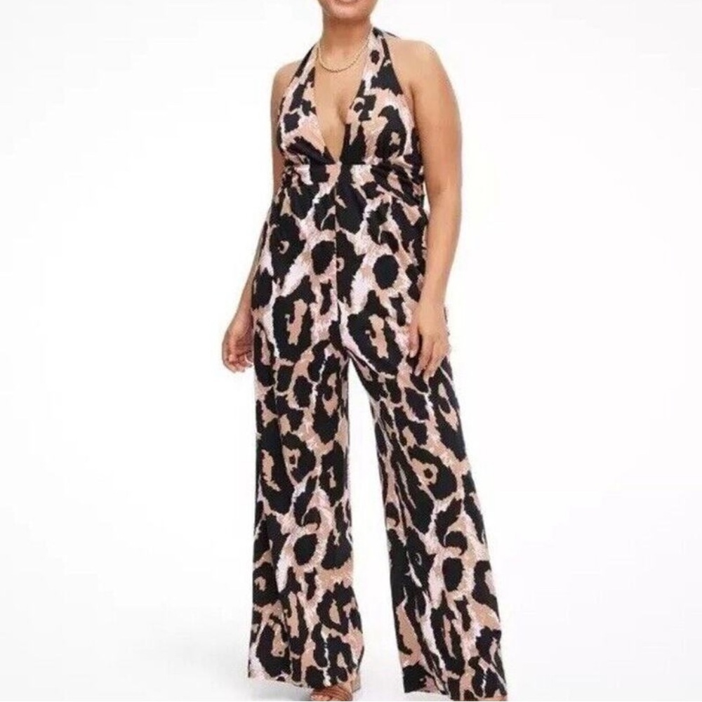 Diane Von Furstenberg DVF for Target Leopard Print Halter Jumpsuit Size 1X NWT - Picture 7 of 9